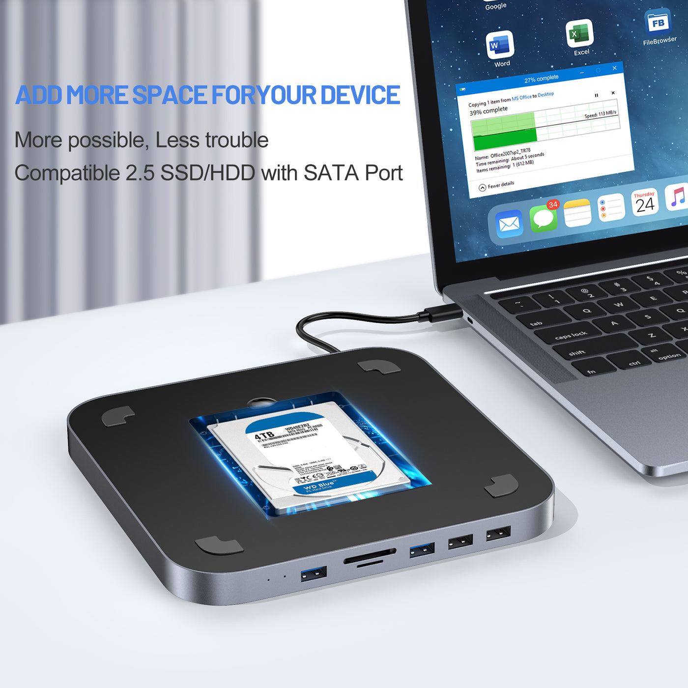 USB-C Hub with Hard Drive Enclosure for Mac Mini M1 – elecife