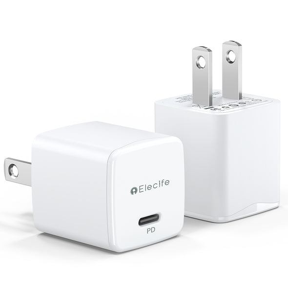 USB C Charger, Elecife 2-Pack Mini 20W iPhone 12 Charger Block